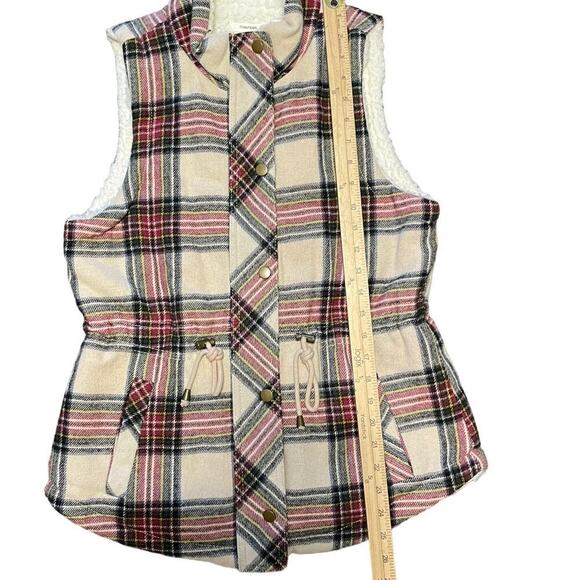 Maurices Plaid Sherpa Wool Blend Lined Cinch Waist Vest Size Sz S - Picture 4 of 10